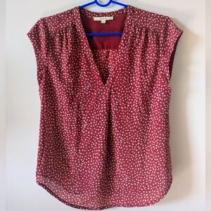 Fun2Fun Lillian V Neck Blouse, XS Petite, Dark Pink